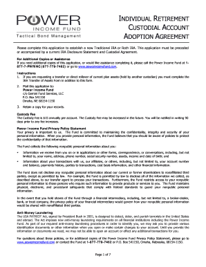 Traditional/Roth IRA Custodial Account Adoption Agreement