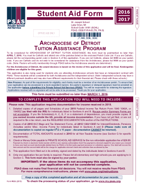 Archdiocese of Detroit Tuition Assistance Form