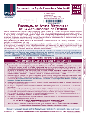 Formulario de Ayuda Financiera Estudiantil 2016