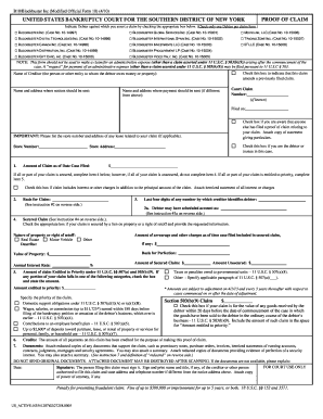US Bankruptcy Proof of Claim Form