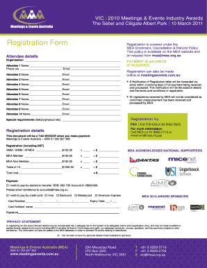 Meetings & Events Australia Registration Form
