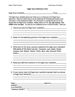 Eagle Scout Reference Form