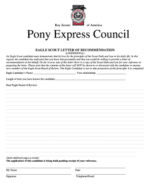 Eagle Scout Letter of Recommendation