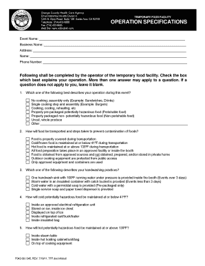 Temporary Food Facility Permit Application