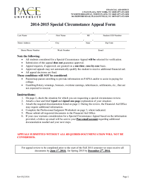 2014-2015 Special Circumstance Appeal Form