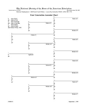Sons of the American Revolution Ancestor Chart