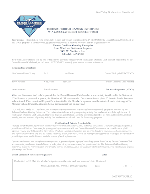 Win-Loss Statement Request Form