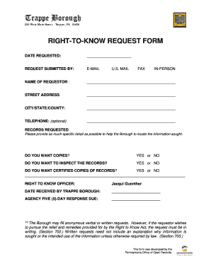 Pennsylvania Right to Know Request Form