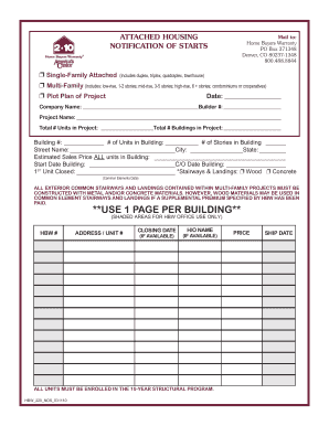 Home Buyers Warranty Notification of Starts