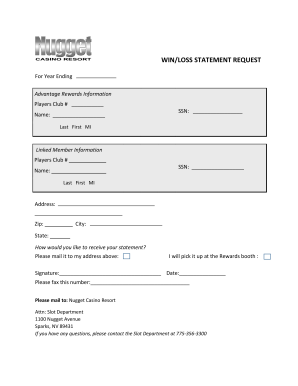 Win/Loss Statement Request