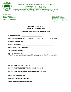 Pennsylvania Right-to-Know Request Form
