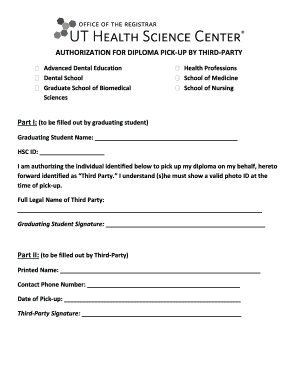 Authorization for Diploma Pick-Up by Third-Party