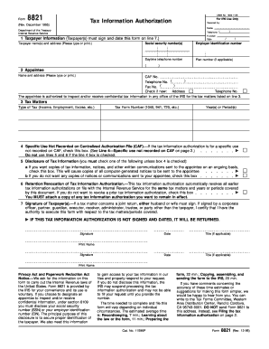 IRS Form 8821 Tax Information Authorization