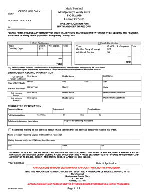 Texas Birth and Death Record Request Form