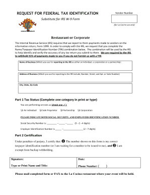 Substitute for IRS W-9 Form