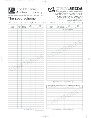 Kings Seeds Order Form