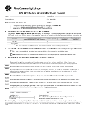 2015-2016 Federal Direct Stafford Loan Request