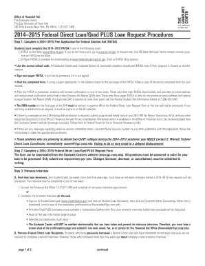 2014–2015 Federal Direct Loan/Grad PLUS Request Form