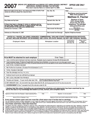 Grove City Earned Income Tax Return