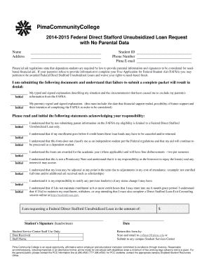 2014-2015 Federal Direct Stafford Unsubsidized Loan Request