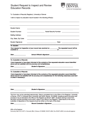 Student Request to Inspect Education Records