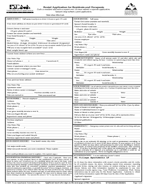 Rental Application for Residents and Occupants