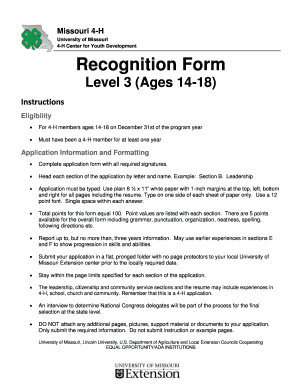 Missouri 4-H Recognition Form