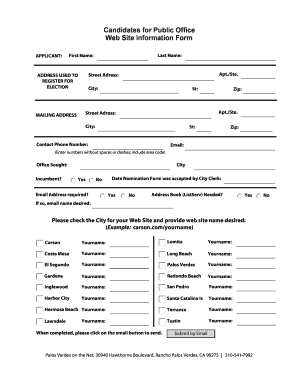 California Candidate Web Site Information Form