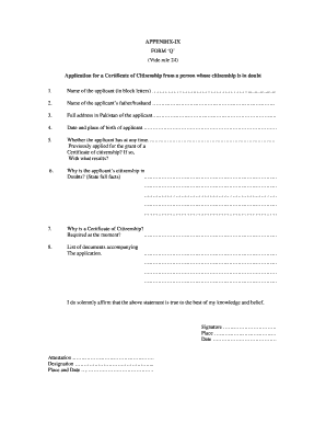 Application for Certificate of Citizenship