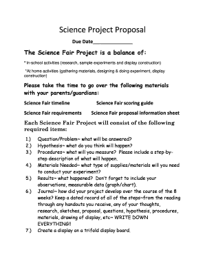 Science Project Proposal - creswell k12 or