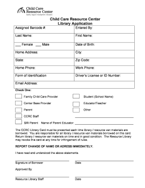 Child Care Resource Center Library Application