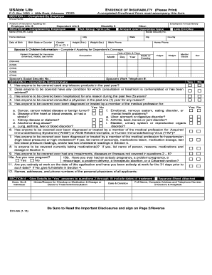 USAble Life Evidence of Insurability Form