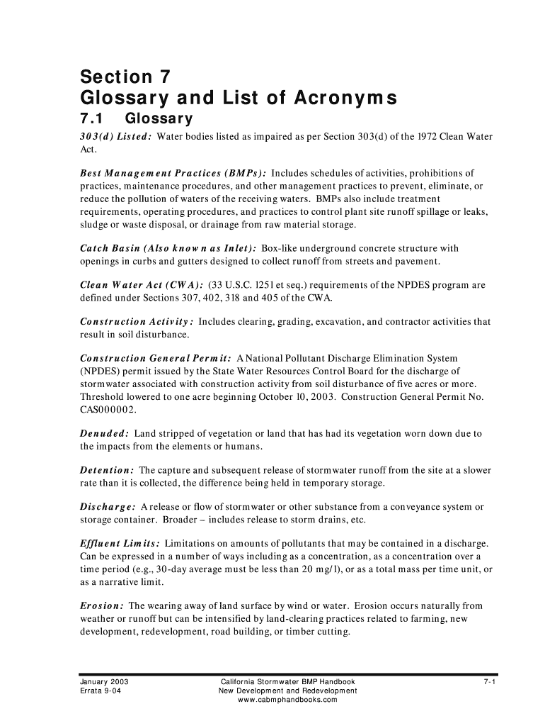 Fillable Online 303(d) Listed Water bodies listed as impaired as per