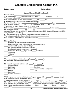 Automobile Accident Questionnaire