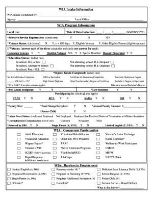 WIA Intake Information Form