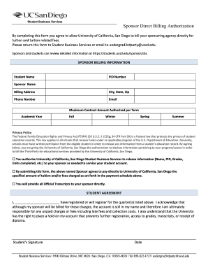 Sponsor Direct Billing Authorization