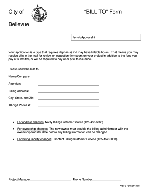 City of Bellevue Bill To Form
