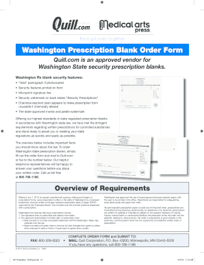 Washington Prescription Blank Order Form