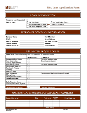 SBA Loan Application Form