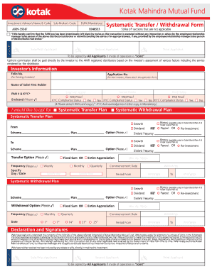 Systematic Transfer Withdrawal Form