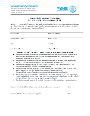 Highly Qualified Teacher Plan Template - Wyoming Department of bb