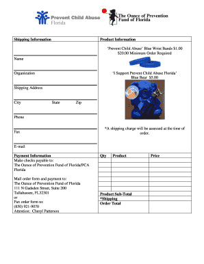 Prevent Child Abuse Florida Order Form