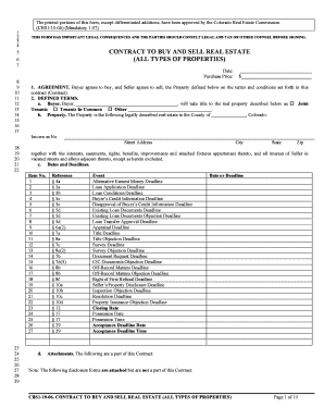 Colorado Contract to Buy and Sell Real Estate