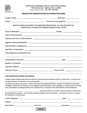 Medication Administration Authorization Form
