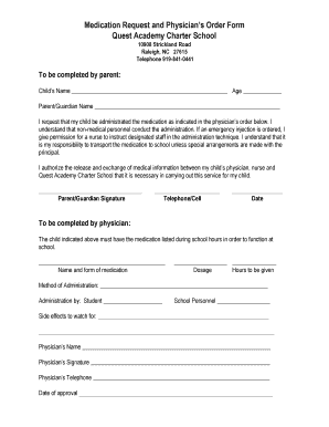 Medication Request and Physician's Order Form