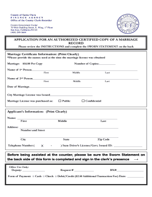 California Marriage Record Application