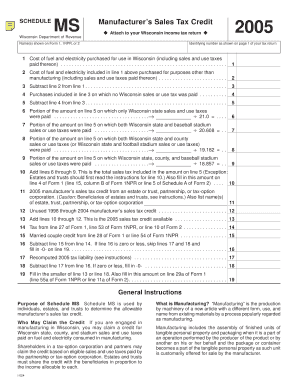 Wisconsin Manufacturer’s Sales Tax Credit Form