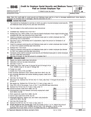 Form 8846 Credit for Employer Social Security and Medicare Taxes