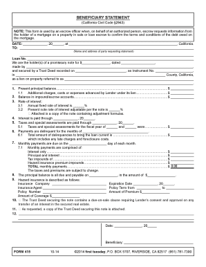 California Beneficiary Statement