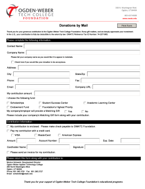 Donation Form for Ogden-Weber Tech College Foundation